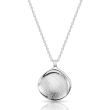 Load image into Gallery viewer, Large Pressed Round Fingerprint Necklace - Silver