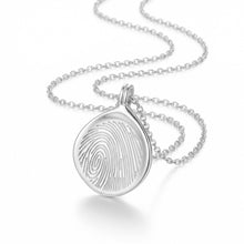 Load image into Gallery viewer, Large Pressed Round Fingerprint Necklace - Silver