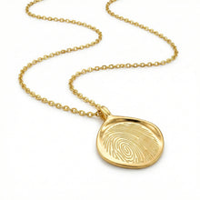 Load image into Gallery viewer, Large Pressed Round Fingerprint Necklace - Gold