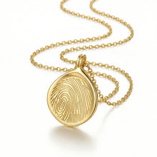 Load image into Gallery viewer, Large Pressed Round Fingerprint Necklace - Gold