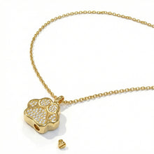 Load image into Gallery viewer, Diamanté Paw Urn Necklace - Gold