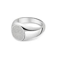 Load image into Gallery viewer, Round Fingerprint Signet Ring Silver