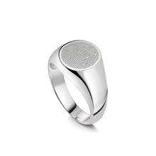 Load image into Gallery viewer, Round Fingerprint Signet Ring Silver