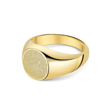 Load image into Gallery viewer, Round Fingerprint Signet Ring Gold
