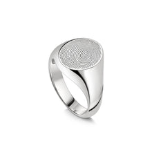 Load image into Gallery viewer, Oval Fingerprint Signet Ring Silver