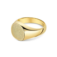 Load image into Gallery viewer, Cushion Fingerprint Signet Ring Gold