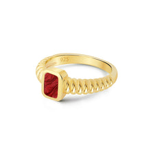 Load image into Gallery viewer, Ribbed Band with Rectangular Ashes Resin Ring - Gold