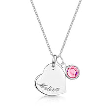 Load image into Gallery viewer, Swarovski® Birthstone Heart Necklace – Silver