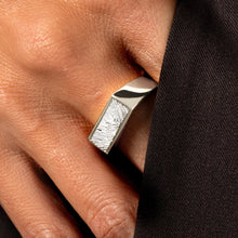 Load image into Gallery viewer, Slim Rectangular Fingerprint Signet Ring - Silver