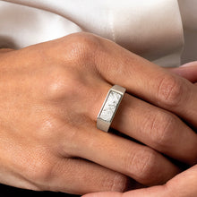 Load image into Gallery viewer, Slim Rectangular Fingerprint Signet Ring - Silver