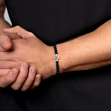Load image into Gallery viewer, Small Beaded Black Agate Urn Bracelet - Silver