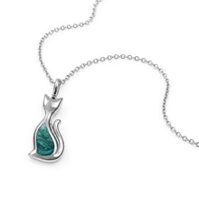 Load image into Gallery viewer, Little Cat Silhouette Ashes Resin Necklace - Silver