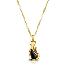 Load image into Gallery viewer, Little Cat Silhouette Ashes Resin Necklace - Gold