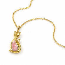 Load image into Gallery viewer, Little Cat Silhouette Ashes Resin Necklace - Gold