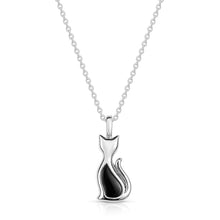 Load image into Gallery viewer, Little Cat Silhouette Ashes Resin Necklace - Silver