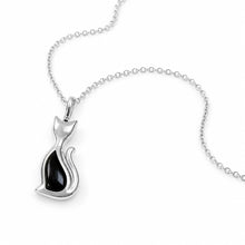 Load image into Gallery viewer, Little Cat Silhouette Ashes Resin Necklace - Silver
