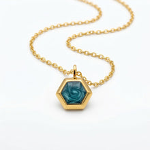 Load image into Gallery viewer, Small Hexagonal Ashes Resin Necklace - Gold