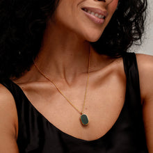 Load image into Gallery viewer, Small Malachite Dog Tag Locket - Gold