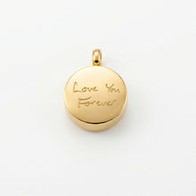 Load image into Gallery viewer, Small Round Ashes Urn Handwriting Necklace – Gold
