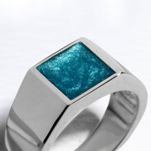 Load image into Gallery viewer, Men's Square Signet Ashes Resin Ring - Silver