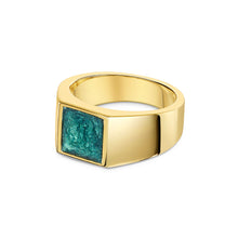 Load image into Gallery viewer, Men's Square Signet Ashes Resin Ring - Gold