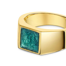 Load image into Gallery viewer, Men's Square Signet Ashes Resin Ring - Gold