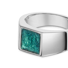 Load image into Gallery viewer, Men's Square Signet Ashes Resin Ring - Silver