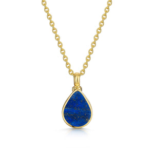 Teardrop Lapis Ashes Urn Necklace - Gold