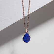 Load image into Gallery viewer, Teardrop Lapis Ashes Urn Necklace - Rose Gold
