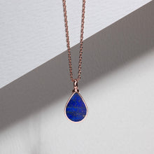Load image into Gallery viewer, Teardrop Lapis Ashes Urn Necklace - Rose Gold