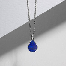Load image into Gallery viewer, Teardrop Lapis Ashes Urn Necklace - Silver