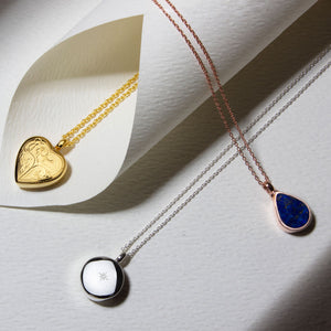 Teardrop Lapis Ashes Urn Necklace - Gold