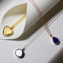 Load image into Gallery viewer, Teardrop Lapis Ashes Urn Necklace - Rose Gold