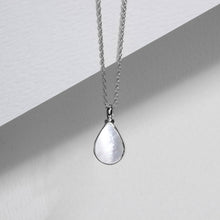 Load image into Gallery viewer, Teardrop Mother of Pearl Ashes Urn Necklace - Silver
