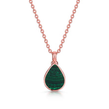 Load image into Gallery viewer, Teardrop Malachite Ashes Urn Necklace - Rose Gold