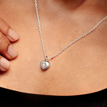 Load image into Gallery viewer, Tiny Crystal Heart Urn Ashes Necklace – Silver