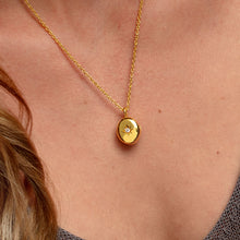 Load image into Gallery viewer, Tiny Crystal Oval Urn Ashes Necklace – Gold
