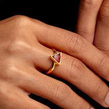 Load image into Gallery viewer, Triangular Ashes Resin Ring - Gold