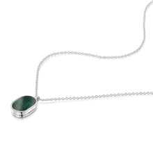 Load image into Gallery viewer, Small Malachite Dog Tag Locket - Silver