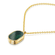Load image into Gallery viewer, Small Malachite Dog Tag Locket - Gold