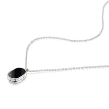 Load image into Gallery viewer, Small Onyx Dog Tag Locket - Silver