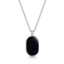 Load image into Gallery viewer, Small Onyx Dog Tag Locket - Silver