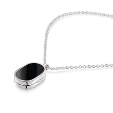 Load image into Gallery viewer, Small Onyx Dog Tag Locket - Silver