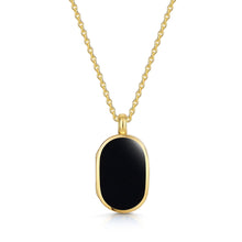 Load image into Gallery viewer, Small Onyx Dog Tag Locket - Gold