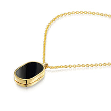 Load image into Gallery viewer, Small Onyx Dog Tag Locket - Gold