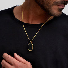 Load image into Gallery viewer, Men's Large Onyx Dog Tag Locket - Gold