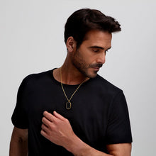 Load image into Gallery viewer, Men's Large Onyx Dog Tag Locket - Gold