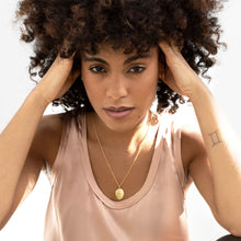 Load image into Gallery viewer, Large Gold Oval Locket With Clear Crystal