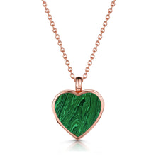 Load image into Gallery viewer, Malachite Personalised Heart Locket – Rose Gold