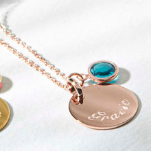 Load image into Gallery viewer, Swarovski® Birthstone Disc Necklace – Rose Gold